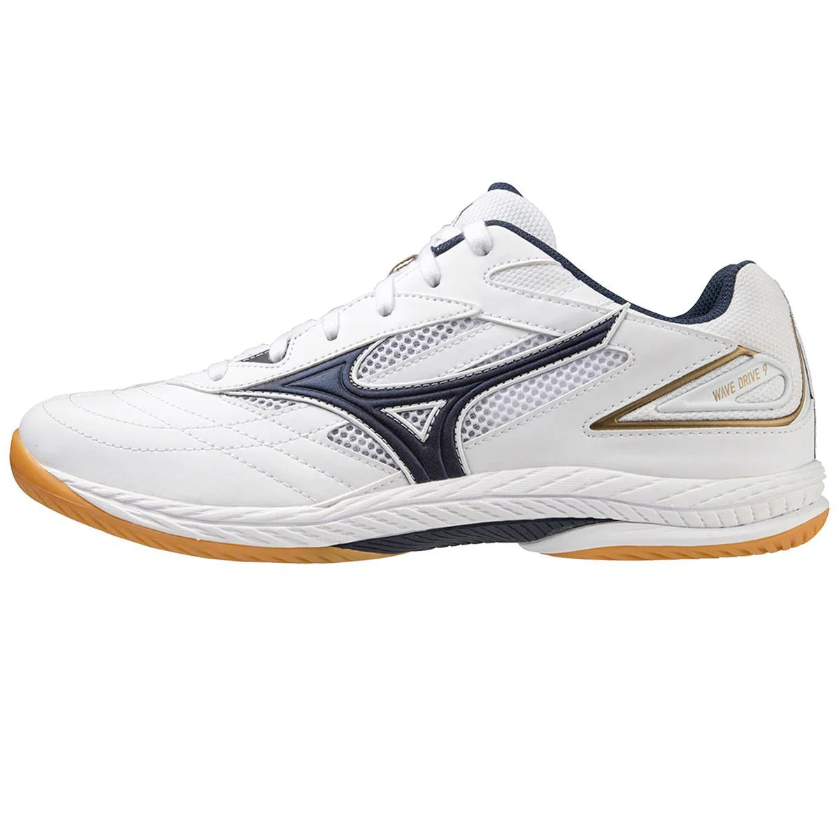 Mizuno Schuh WaveDrive9 weiß/blau/gold